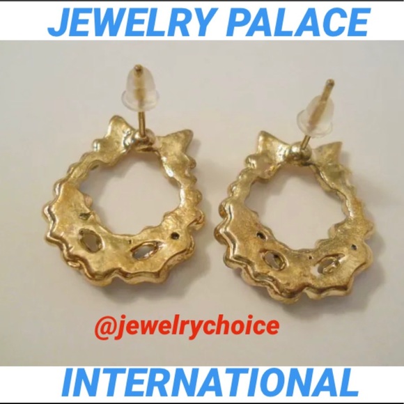 🆕Golden Multicolor Wreath Crystal Stud Earrings - Picture 7 of 8